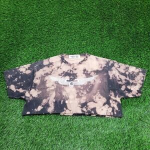 Skull Wings Cropped Shirt Women XL 23x14 Bleached Fort-Dover